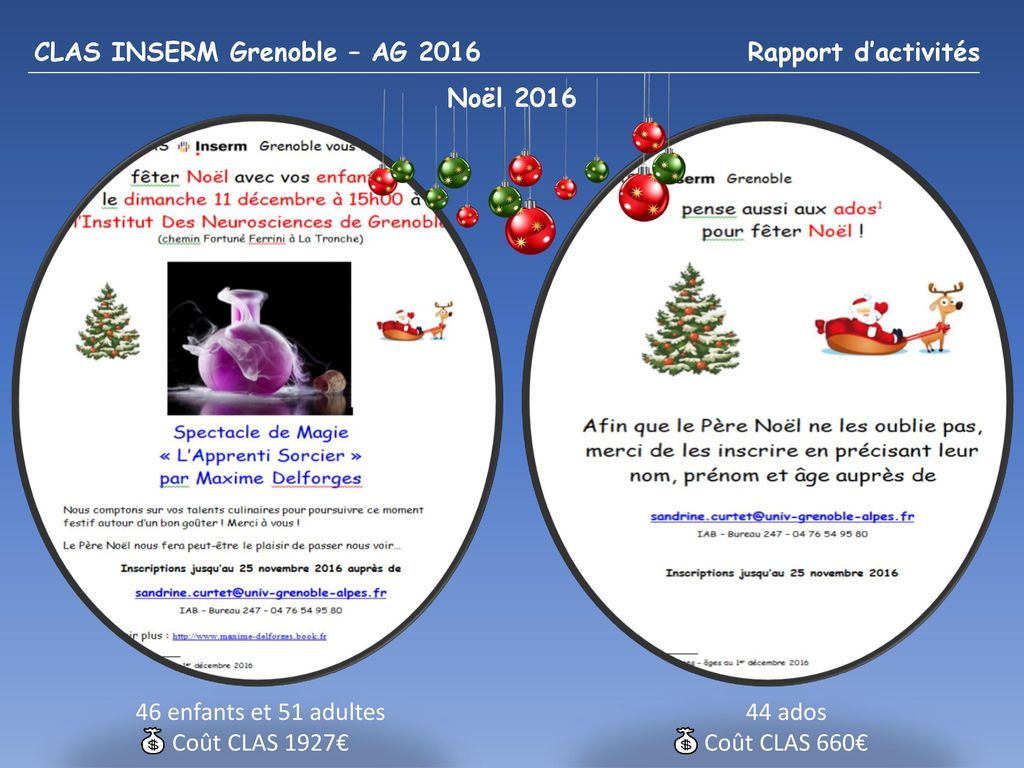 CLAS INSERM Grenoble – AG 2016 Rapport d’activités