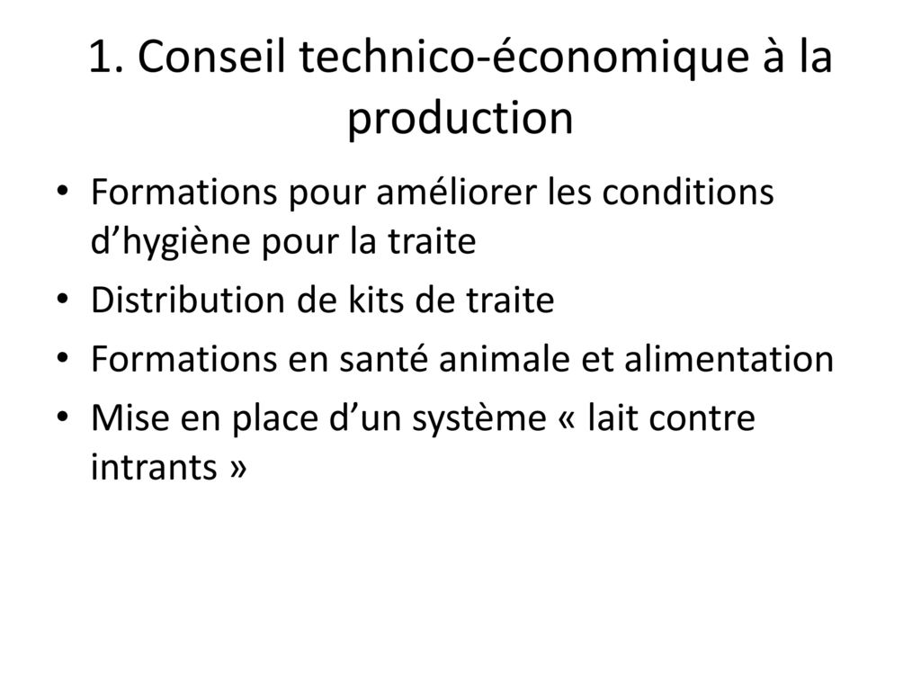 1. Conseil technico-économique à la production