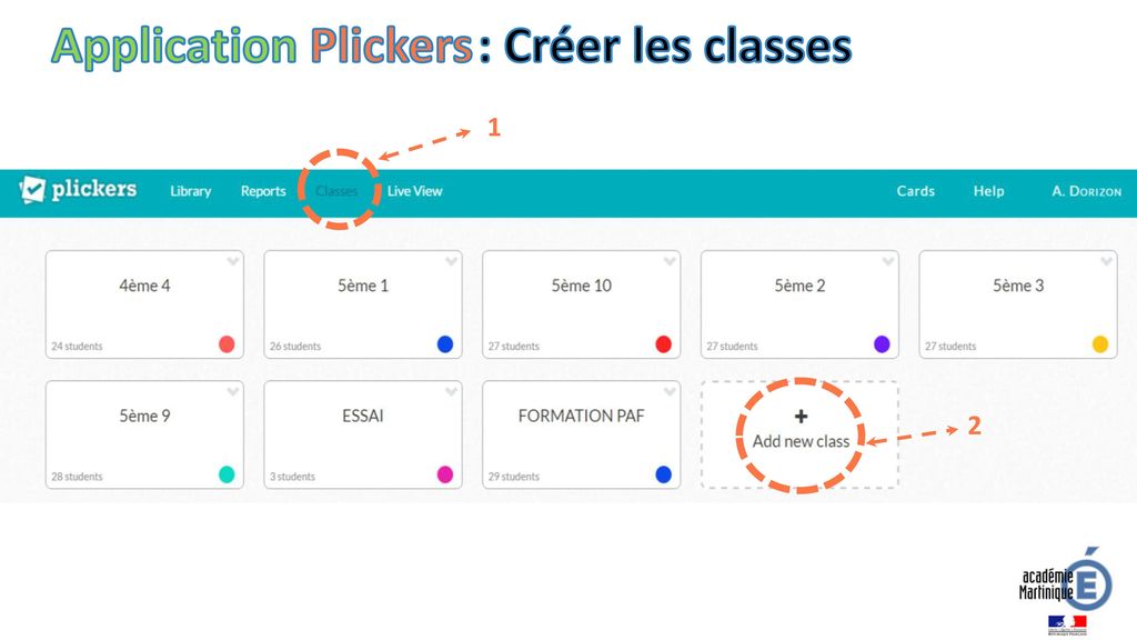 Application Plickers : Créer les classes