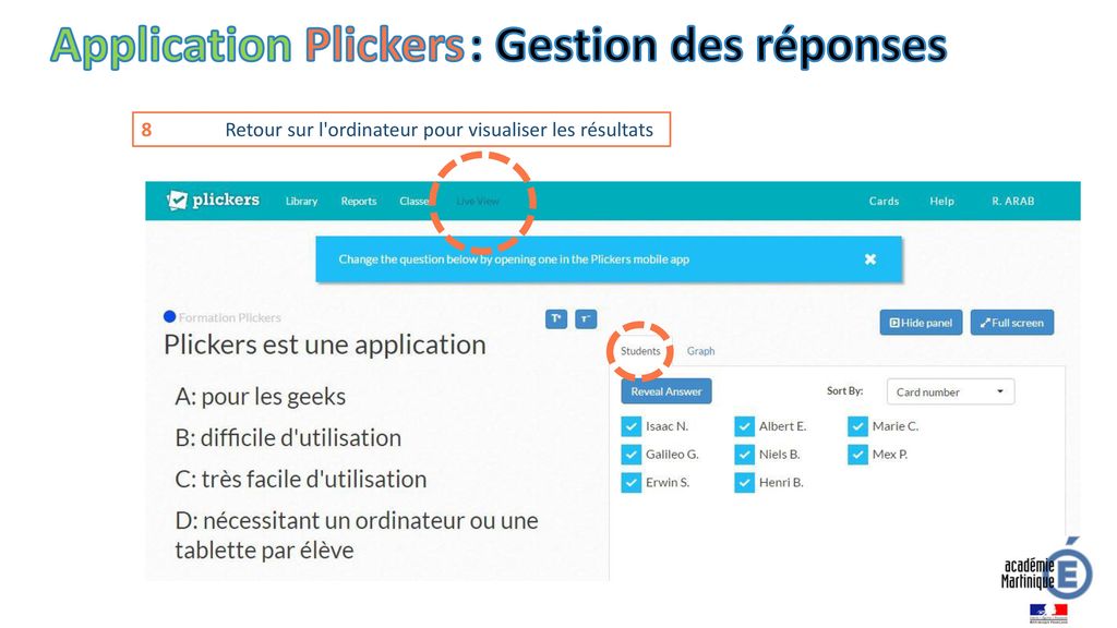 Application Plickers : Gestion des réponses