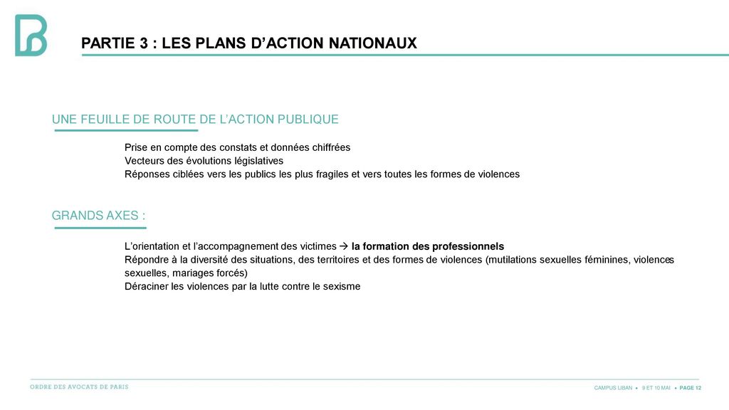 Partie 3 : les plans d’action nationaux