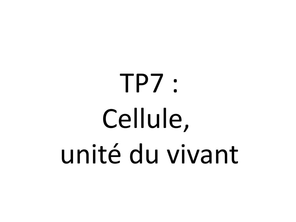 TP7 : Cellule, unité du vivant