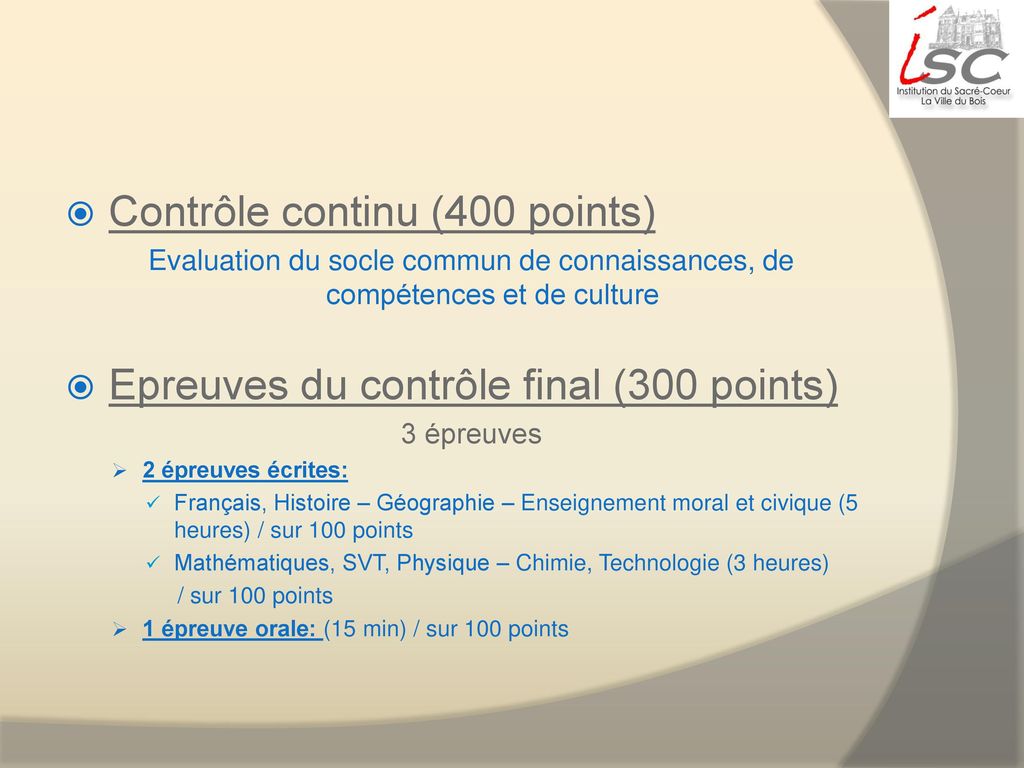 Contrôle continu (400 points)