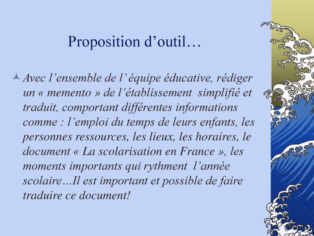 Proposition d’outil…