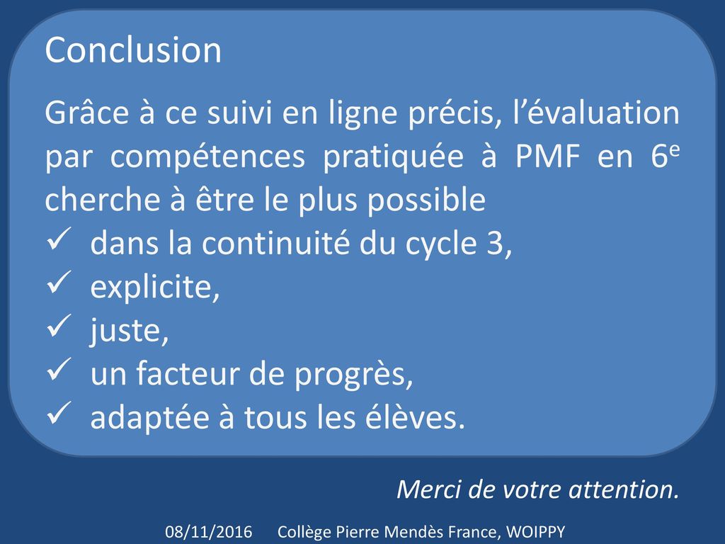 08/11/2016 Collège Pierre Mendès France, WOIPPY