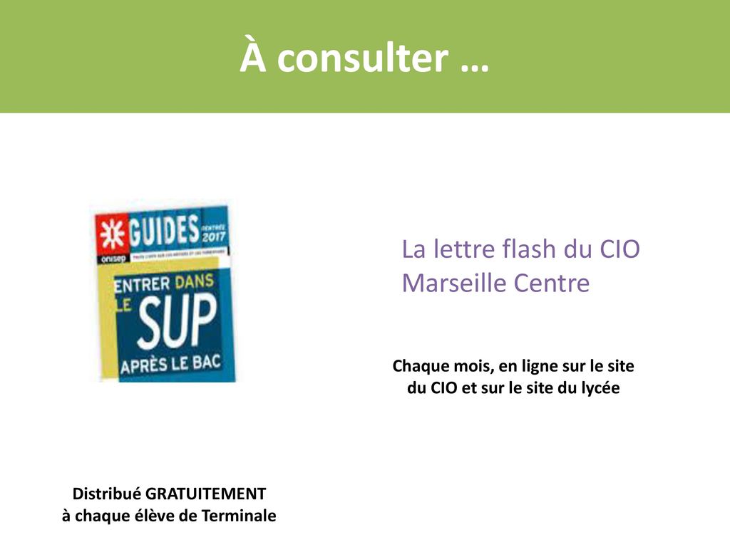 À consulter … La lettre flash du CIO Marseille Centre