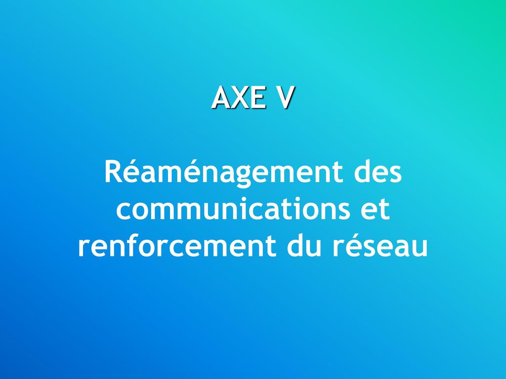 AXE V Réaménagement des communications et renforcement du réseau