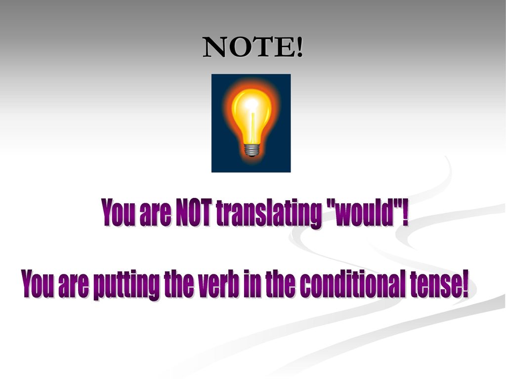 NOTE! You are NOT translating would !