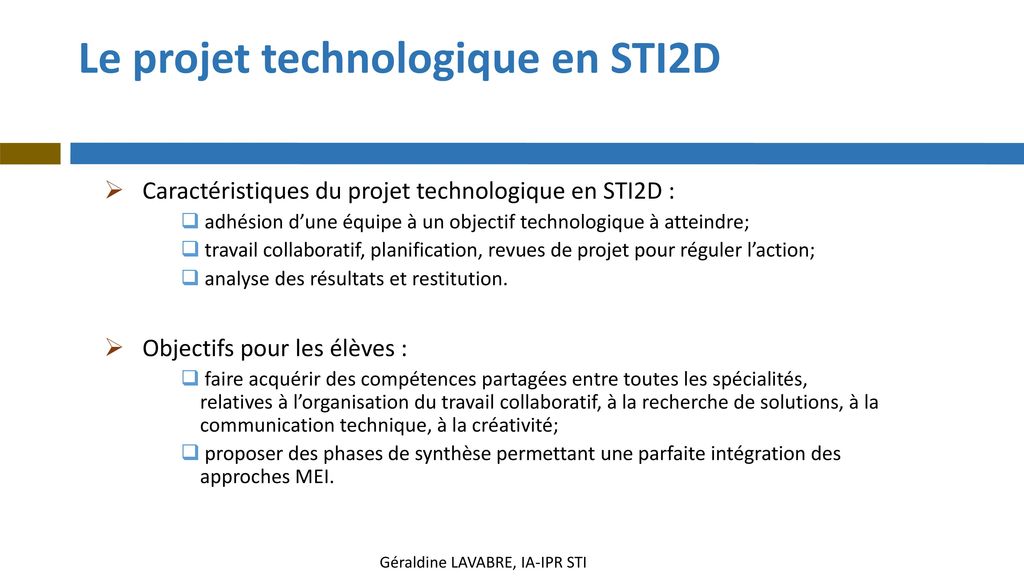 Le projet technologique en STI2D