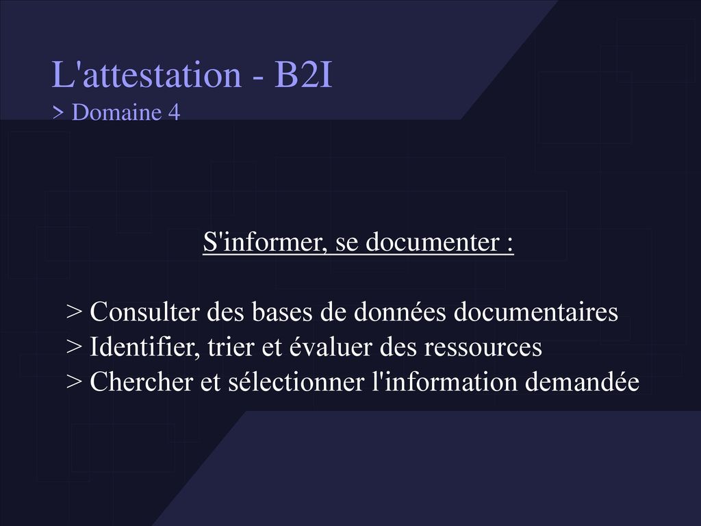 L attestation - B2I > Domaine 4
