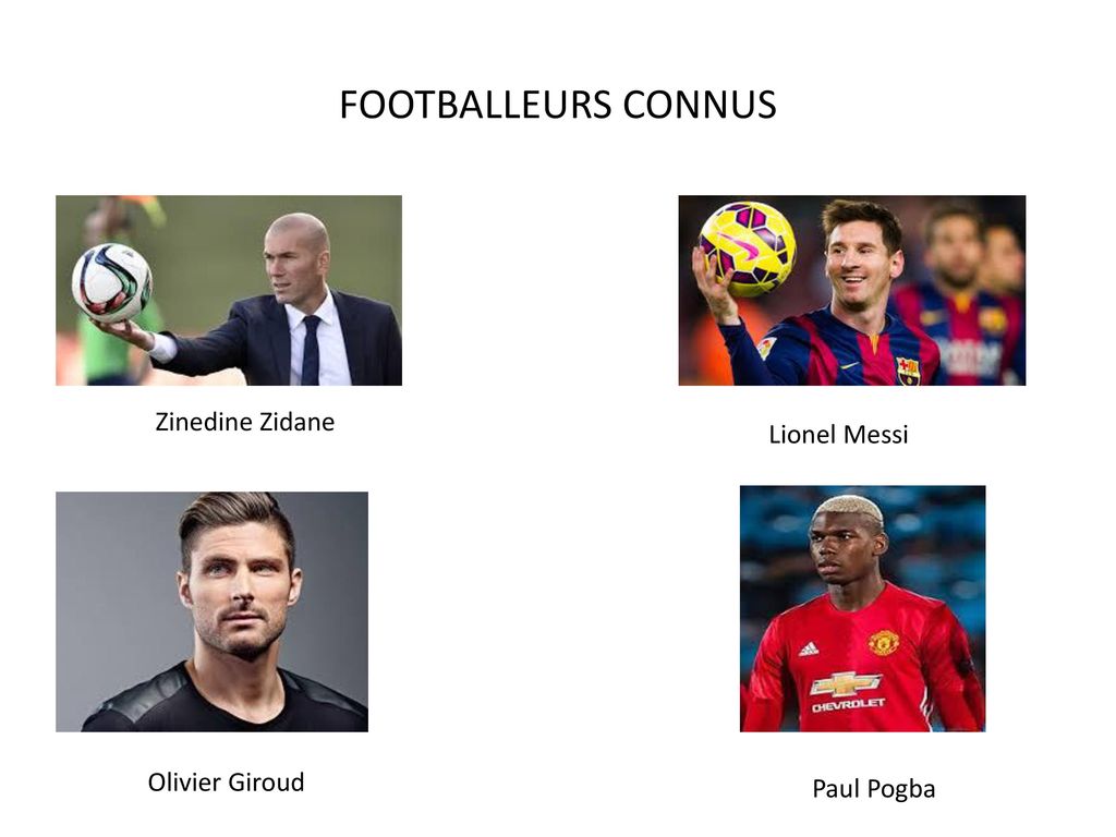 FOOTBALLEURS CONNUS Zinedine Zidane Lionel Messi Olivier Giroud
