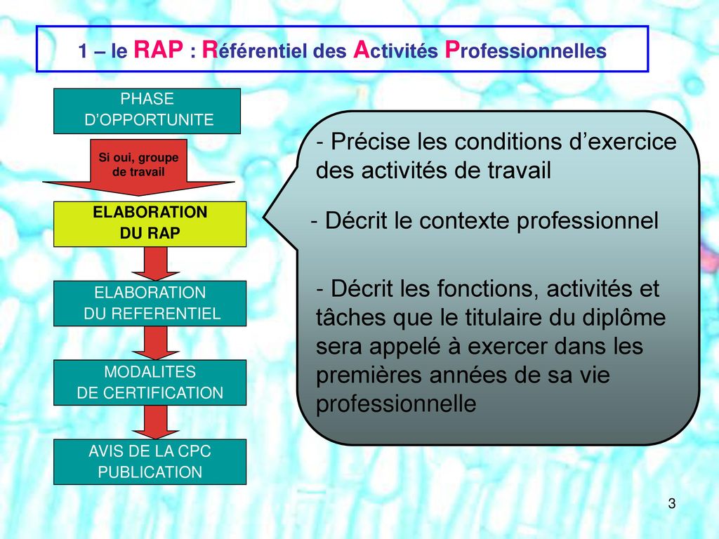 1 – le RAP : Référentiel des Activités Professionnelles
