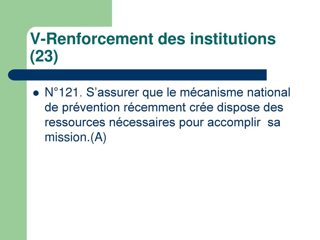 V-Renforcement des institutions (23)