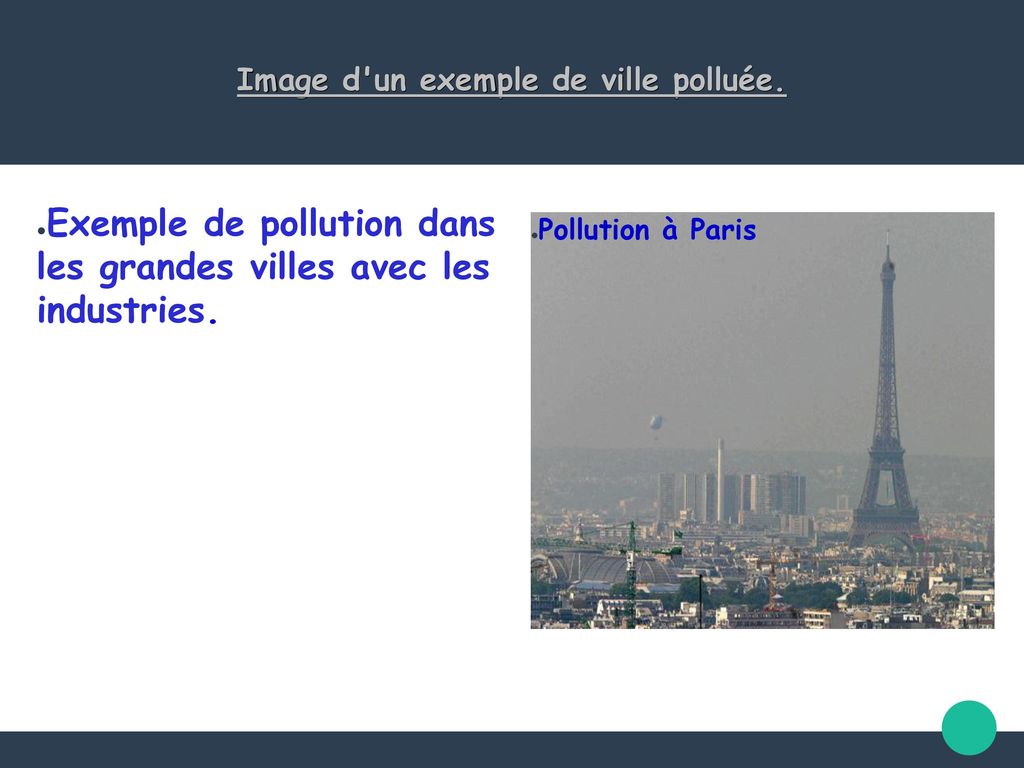 Image d un exemple de ville polluée.