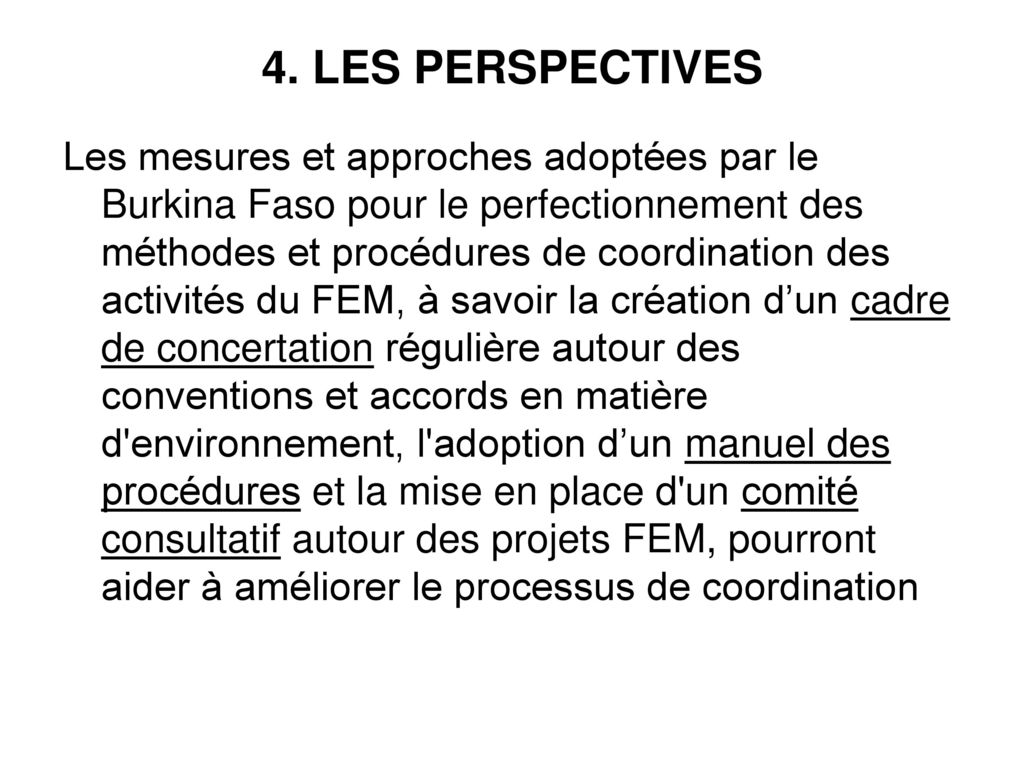4. LES PERSPECTIVES