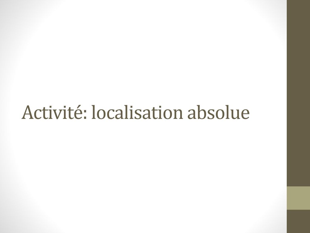 Activité: localisation absolue