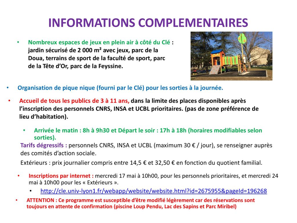 INFORMATIONS COMPLEMENTAIRES