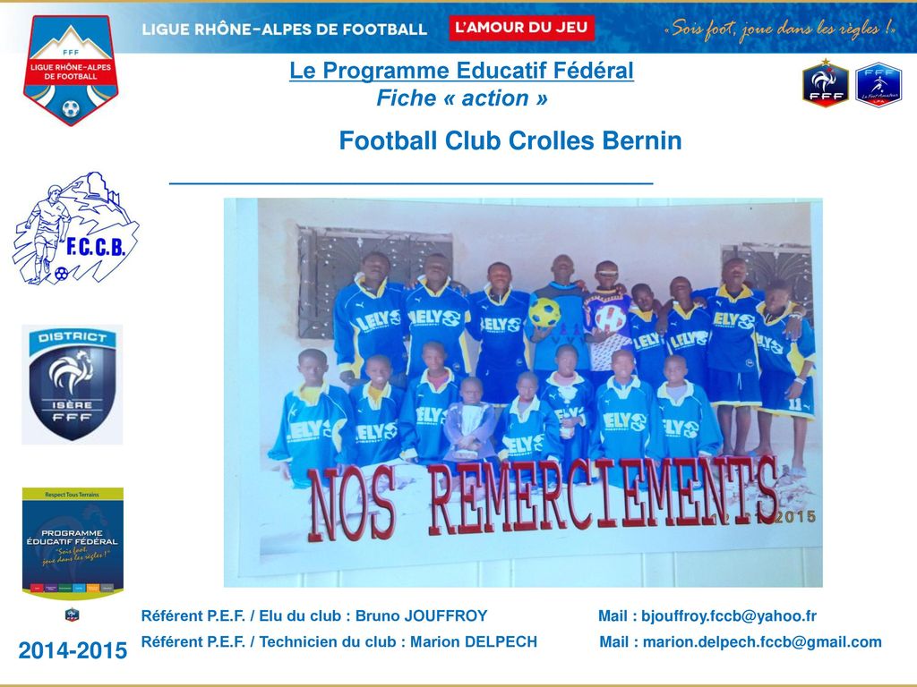 Le Programme Educatif Fédéral Football Club Crolles Bernin