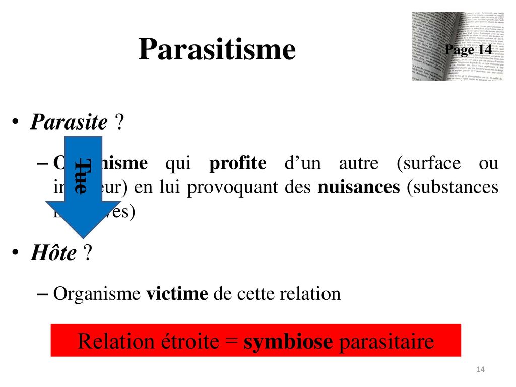Relation étroite = symbiose parasitaire