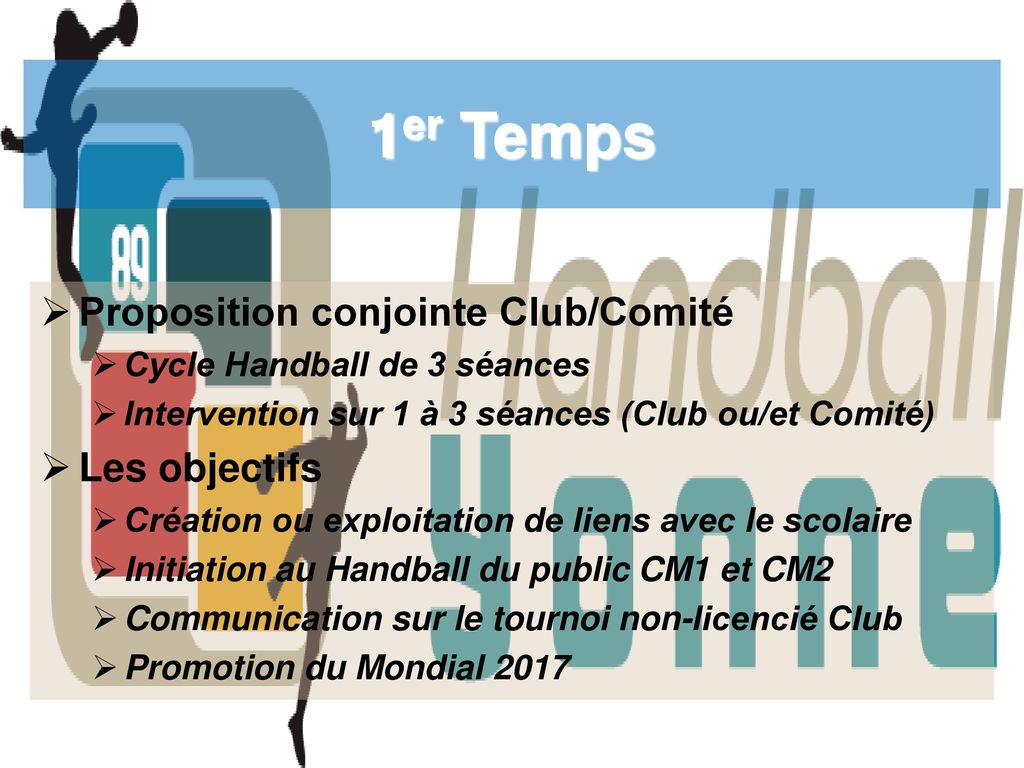 1er Temps Proposition conjointe Club/Comité Les objectifs