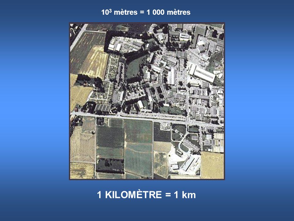 103 mètres = mètres 1 KILOMÈTRE = 1 km