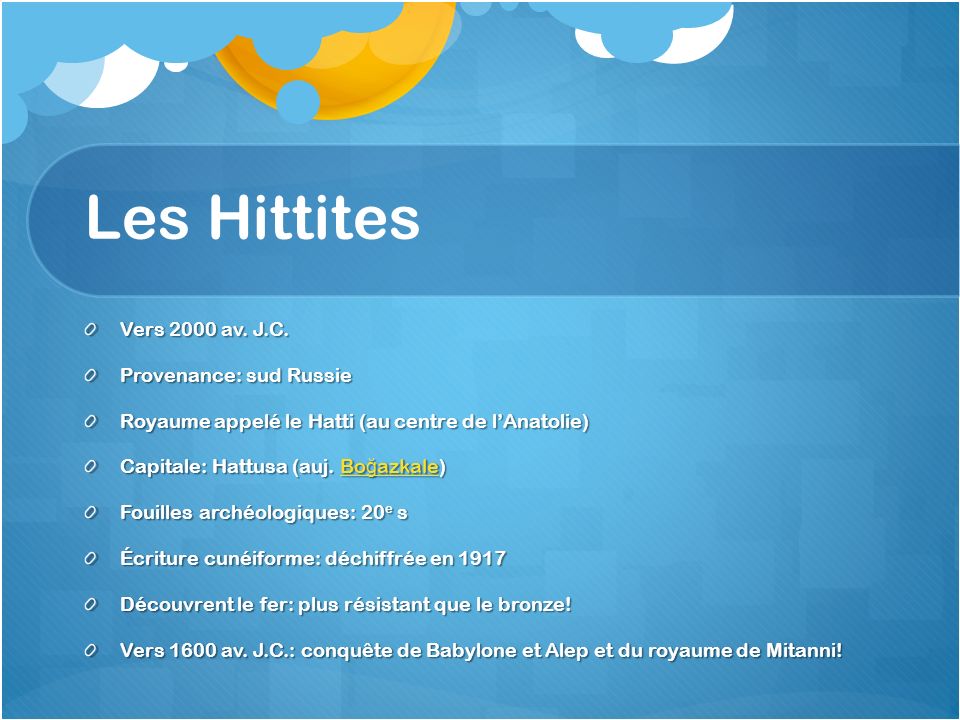 Les Hittites Vers 2000 av. J.C. Provenance: sud Russie