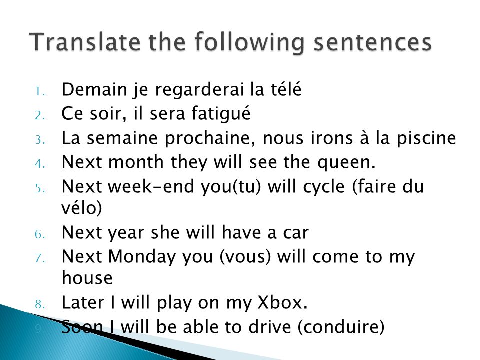 Translate the following sentences