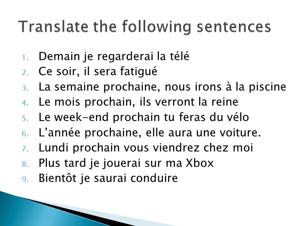 Translate the following sentences