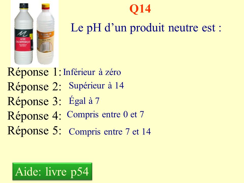 Le pH d’un produit neutre est :