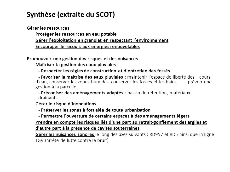 Synthèse (extraite du SCOT)