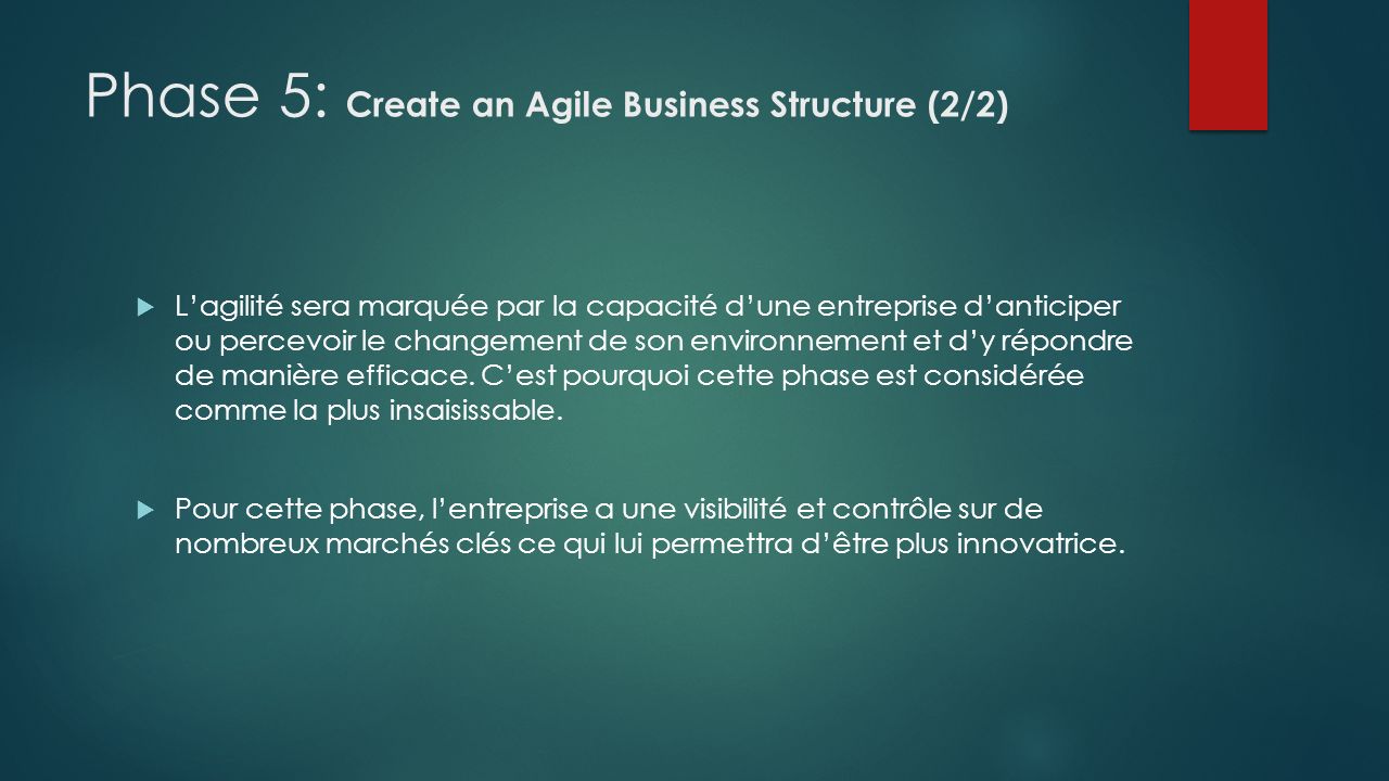 Phase 5: Create an Agile Business Structure (2/2)
