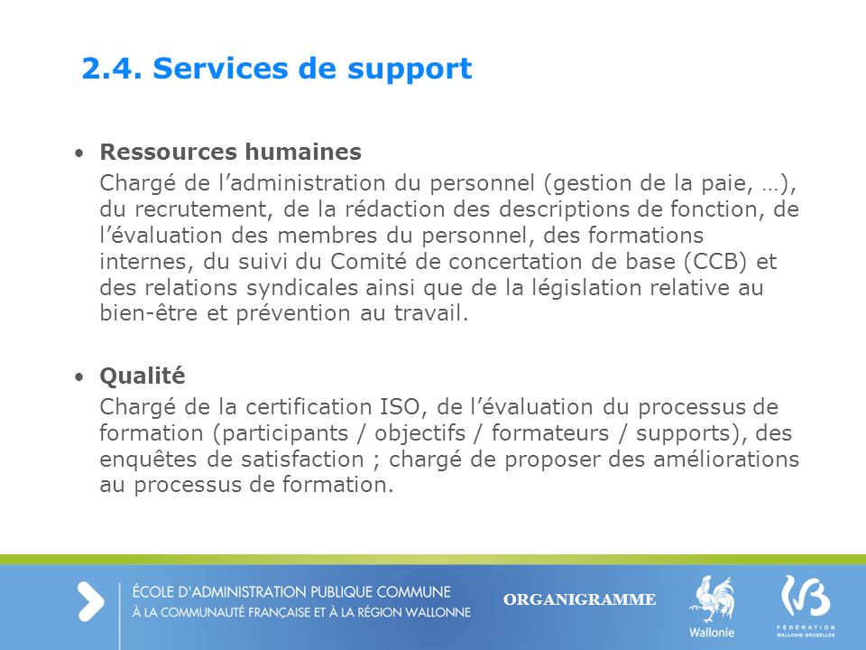 2.4. Services de support Ressources humaines