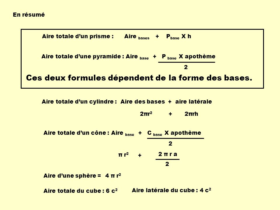 Ces deux formules dépendent de la forme des bases.