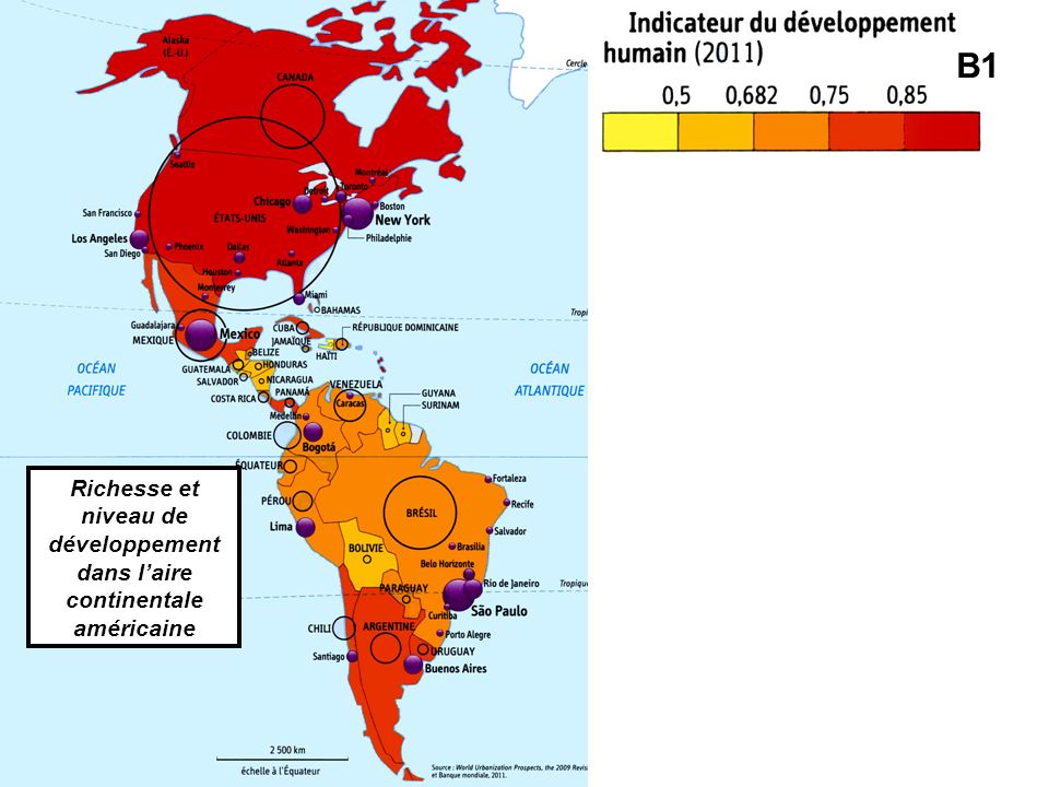 B1 Richesse et niveau de développement dans l’aire continentale américaine