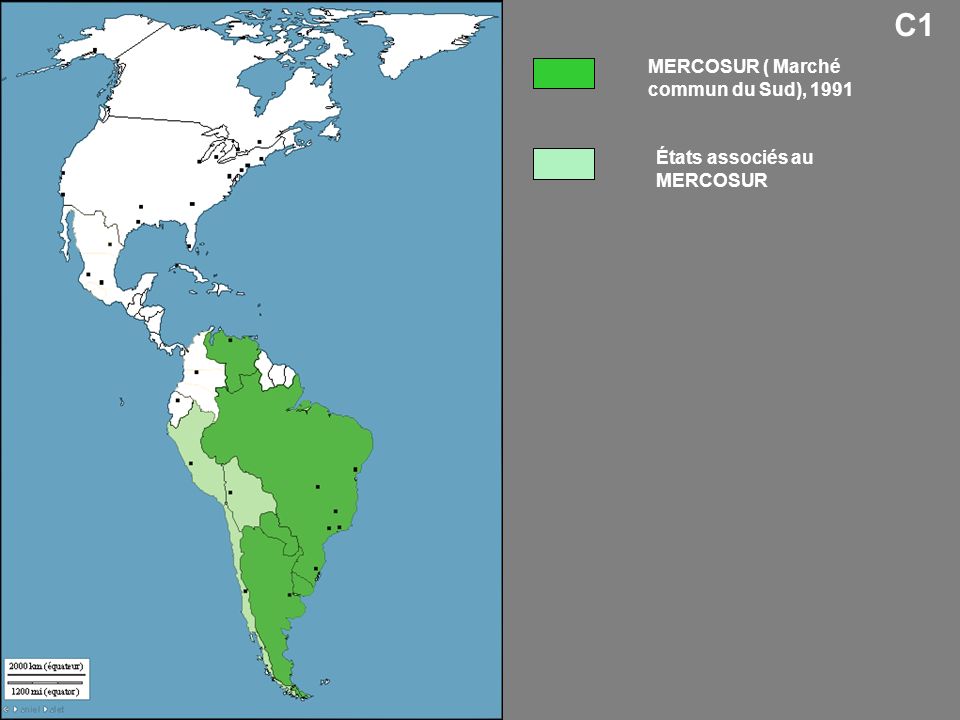 C1 MERCOSUR ( Marché commun du Sud), 1991 États associés au MERCOSUR