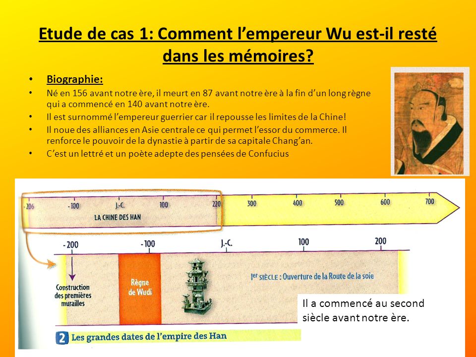 Etude de cas 1: Comment l’empereur Wu est-il resté dans les mémoires