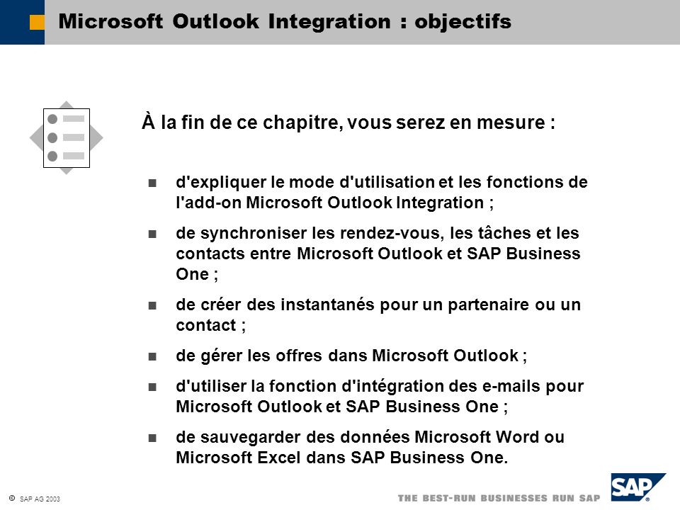 Microsoft Outlook Integration : objectifs