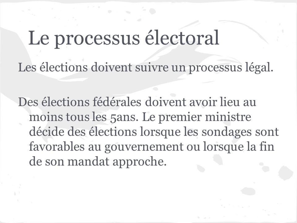 Le processus électoral