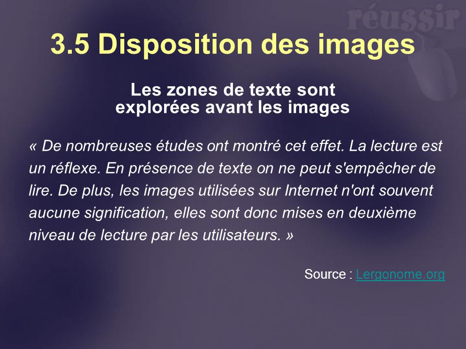 3.5 Disposition des images