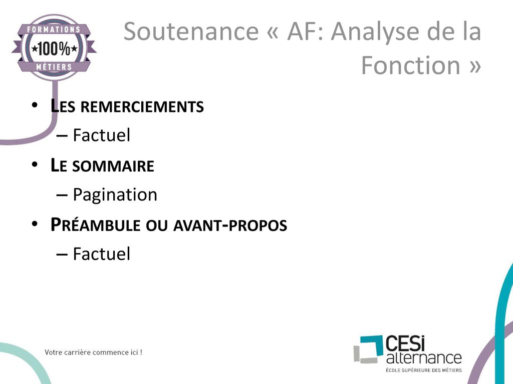 Soutenance « AF: Analyse de la Fonction »