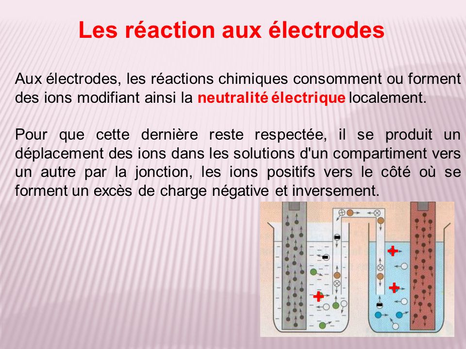 Les réaction aux électrodes