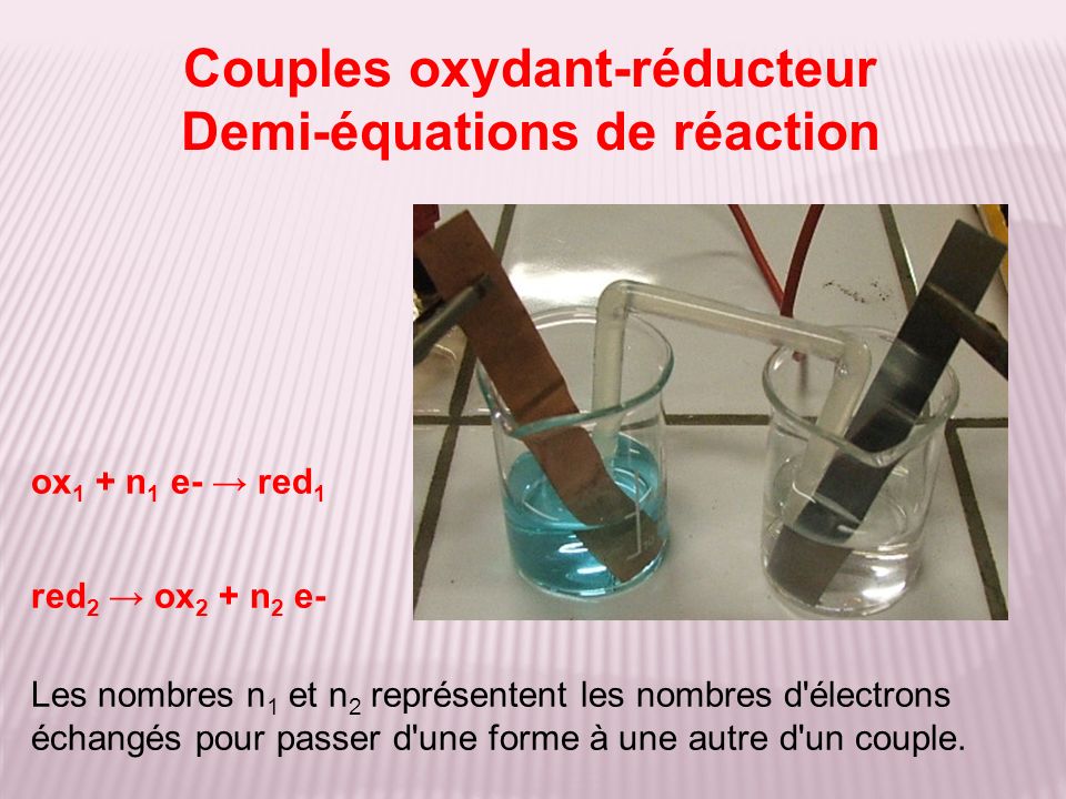 Couples oxydant-réducteur Demi-équations de réaction