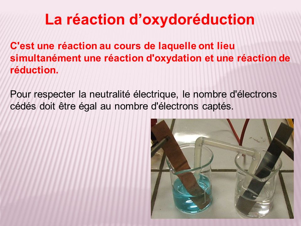 La réaction d’oxydoréduction