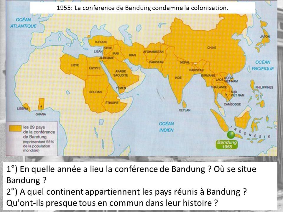1955: La conférence de Bandung condamne la colonisation.