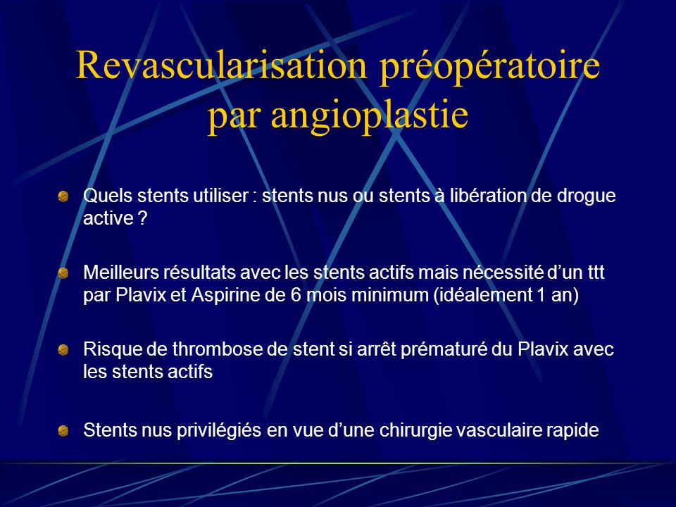 Revascularisation préopératoire par angioplastie