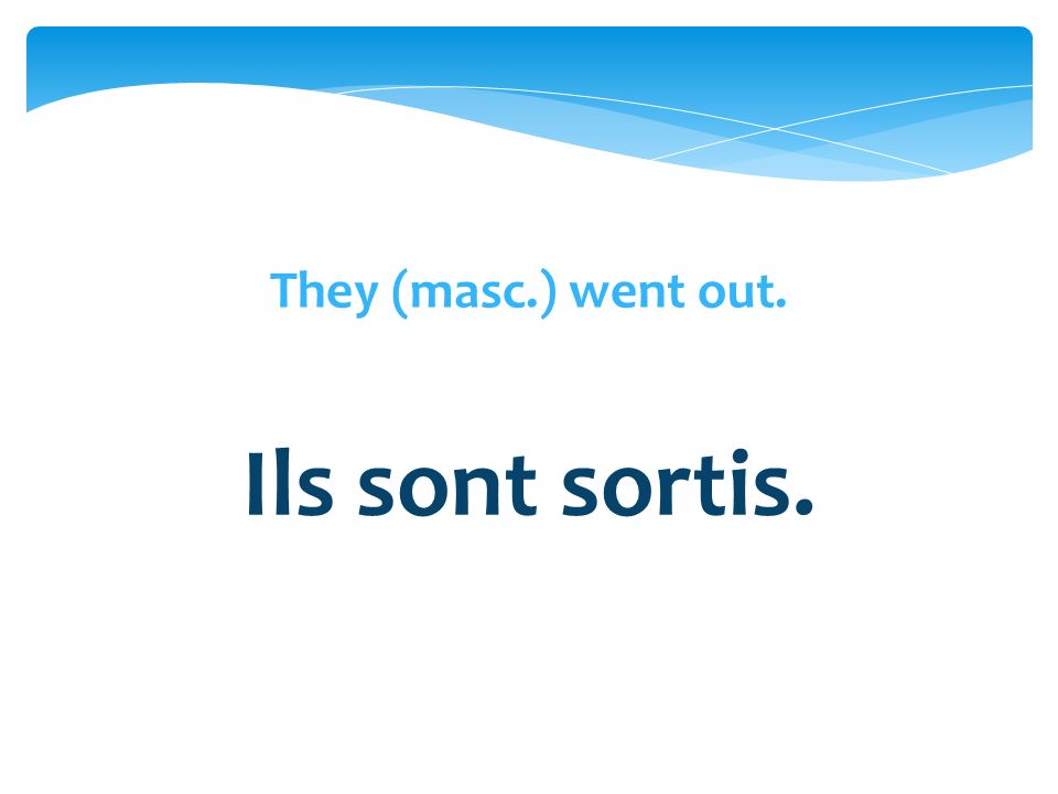 They (masc.) went out. Ils sont sortis.