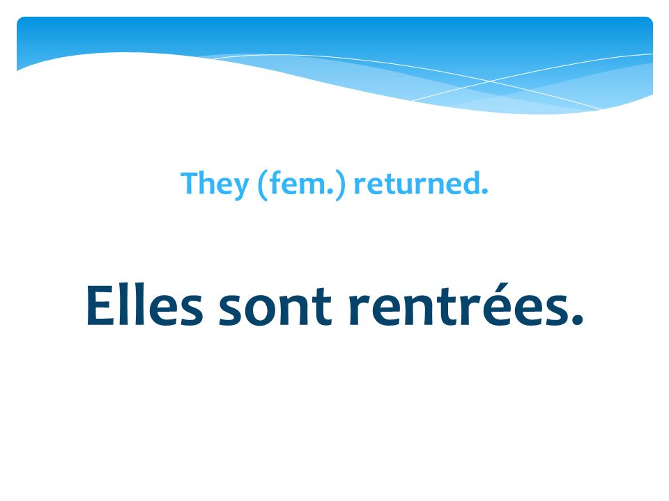 They (fem.) returned. Elles sont rentrées.