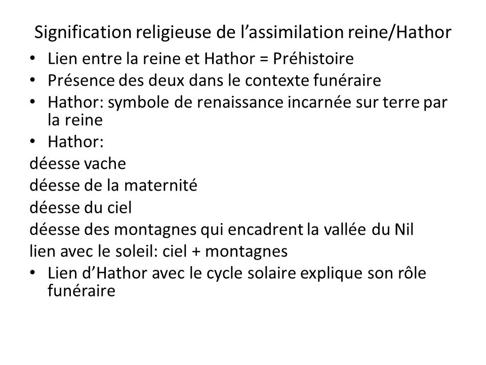 Signification religieuse de l’assimilation reine/Hathor