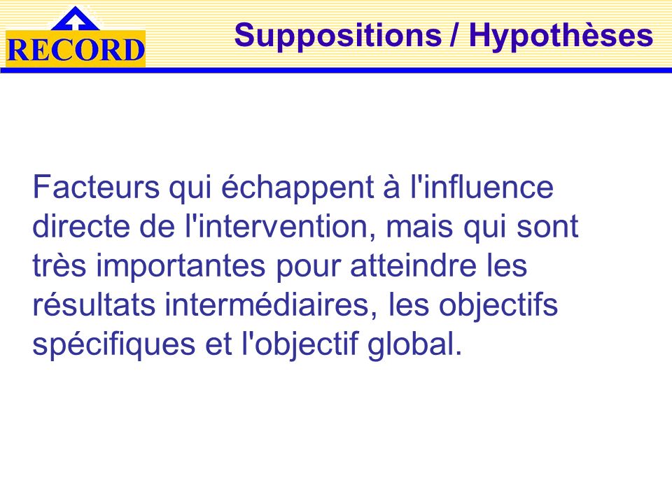 Suppositions / Hypothèses