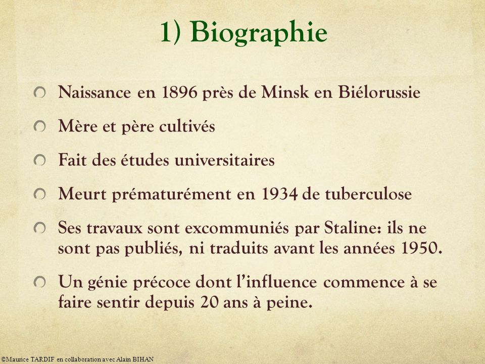 1) Biographie Naissance en 1896 près de Minsk en Biélorussie
